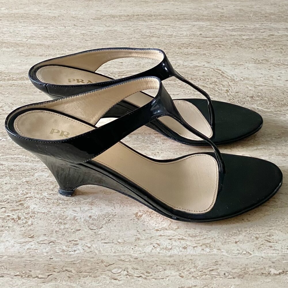 Vintage Prada Thong Sandal Wedge Heels - Picture 3 of 6